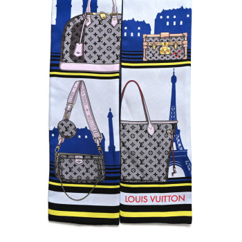 LOUIS VUITTON Silk Monogram Skyline Bandeau Blue