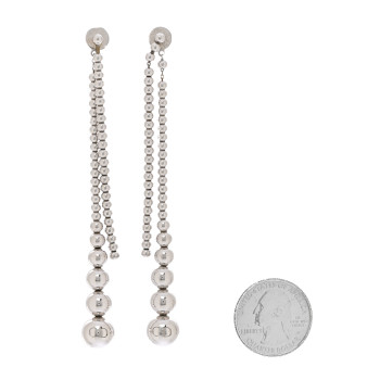 CHRISTIAN DIOR Metal Bead Drop Earrings Silver