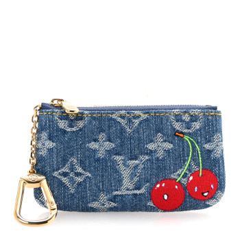 LOUIS VUITTON LV X TM Monogram Denim Cerises Key Pouch Blue