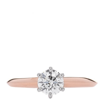 TIFFANY 18K Rose Gold Platinum Diamond .44ct Solitaire Engagement Ring 45 3.25