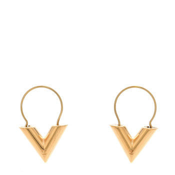 LOUIS VUITTON Brass Essential V Hoop Earrings Gold