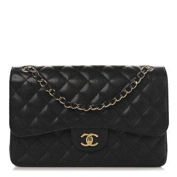 CHANEL Caviar Quilted Jumbo Double Flap Black