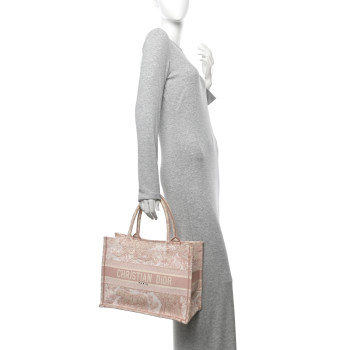 CHRISTIAN DIOR Canvas Embroidered Medium Dioriviera Toile De Jouy Book Tote Rose