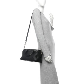 GUCCI Calfskin GG Emblem Small Top Handle Bag Black