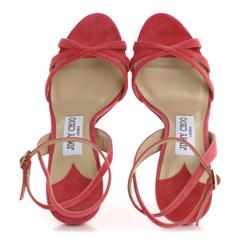 JIMMY CHOO Suede Dielle 100 Mule Pumps 35 Coral