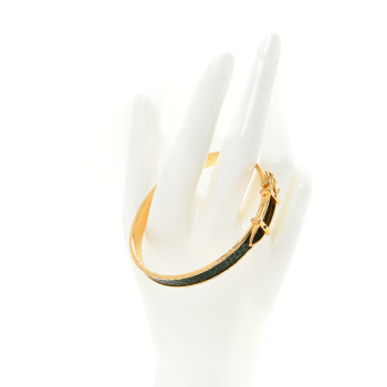 HERMES Lizard Narrow Belt Buckle Bangle Bracelet Vert Moyen