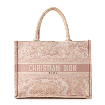 CHRISTIAN DIOR Canvas Embroidered Medium Dioriviera Toile De Jouy Book Tote Rose