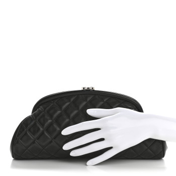 CHANEL Lambskin Quilted Timeless Clutch  Black