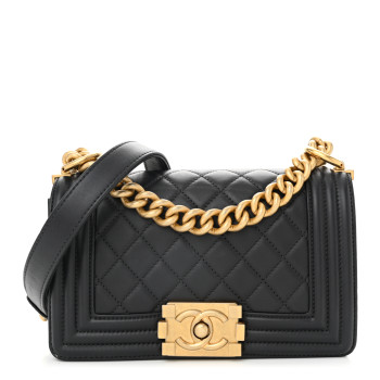 CHANEL Calfskin Quilted Small Boy Flap Dark Grey