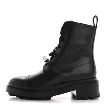 HERMES Glossed Calfskin Funk Ankle Boots 36 Black