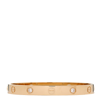 CARTIER 18K Yellow Gold 4 Diamond LOVE Bracelet 16