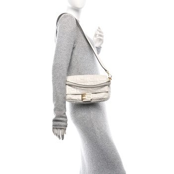 FENDI Nappa FF 1974 Embossed Baguette White