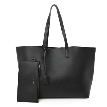 SAINT LAURENT Calfskin Large Shopping Tote Black
