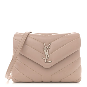 SAINT LAURENT Calfskin Y Quilted Monogram Toy Loulou Crossbody Bag Light Natural
