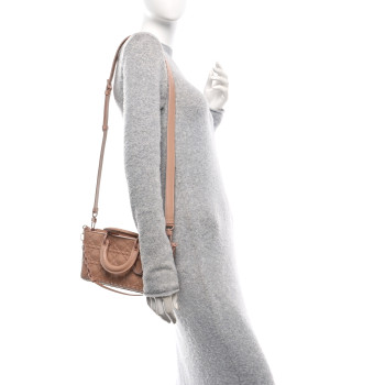 CHRISTIAN DIOR Calfskin Cannage Diamond Medium Lady D-Joy Rose Des Vents