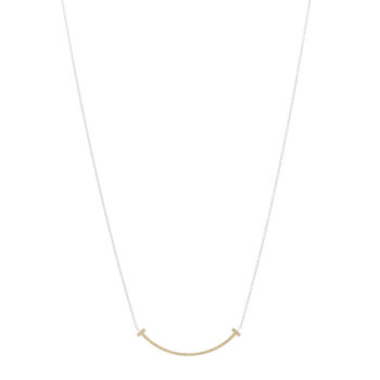 TIFFANY 18K White Gold Yellow Sapphire Small T Smile Pendant Necklace