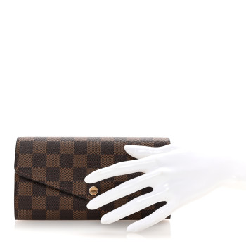 LOUIS VUITTON Damier Ebene Sarah Wallet NM Rose Ballerine