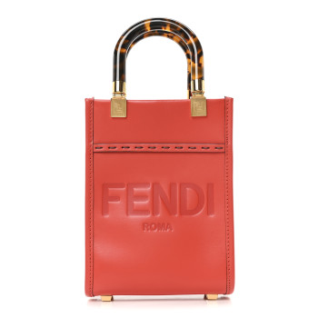 FENDI Vitello King Plexiglass Logo Embossed Mini Fendi Sunshine Shopper Tote Papavero