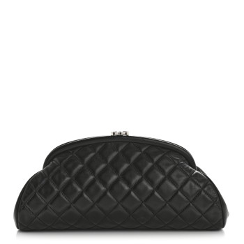 CHANEL Lambskin Quilted Timeless Clutch  Black