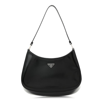 PRADA Spazzolato Cleo Shoulder Bag Black