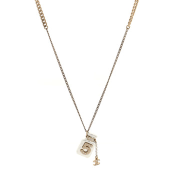 CHANEL Resin Crystal CC No 5 Perfume Bottle Necklace