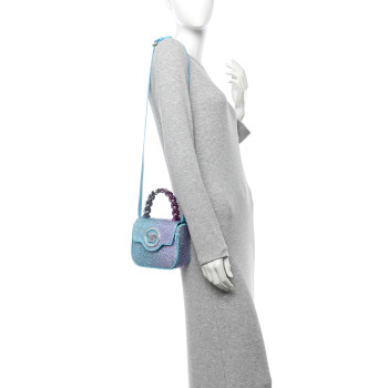 VERSACE Satin Crystal Studded Mini La Medusa Bag Blue