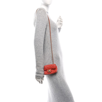 CHANEL Lambskin Quilted Extra Mini Cruise Charm Flap Coral
