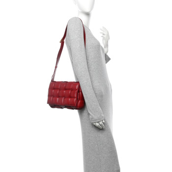 BOTTEGA VENETA Nappa Maxi Intreccio Padded Cassette Crossbody Bag Dark Red