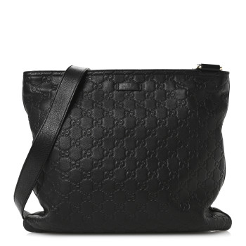 GUCCI Guccissima Medium Flat Messenger Bag Black