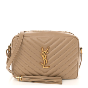 SAINT LAURENT Calfskin Matelasse Monogram Lou Camera Bag Dark Beige