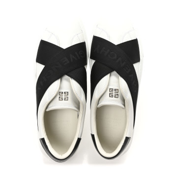 GIVENCHY Calfskin Band Logo Mens Urban Street Sneakers 43 White Black