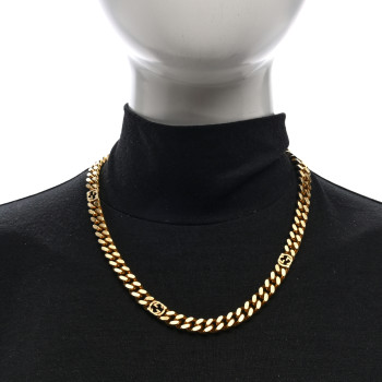 GUCCI Metal Interlocking G Curb Chain Necklace Gold