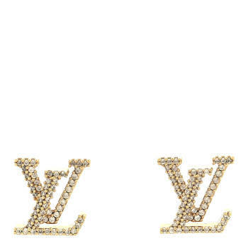 LOUIS VUITTON Metal Crystal LV Iconic Earrings Gold