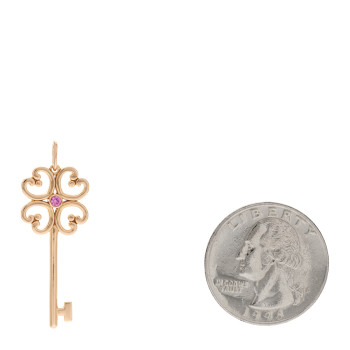TIFFANY 18K Rose Gold Pink Sapphire Quatra Key Pendant