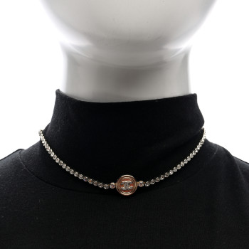 CHANEL Crystal CC Chain Short Necklace Gold