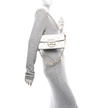 LOUIS VUITTON Calfskin LV Broderie Dauphine East West White