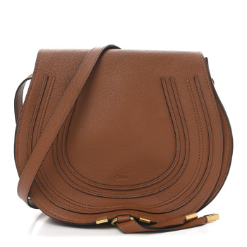 CHLOE Calfskin Medium Marcie Round Crossbody Bag Tan