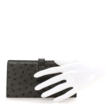 HERMES Ostrich Bearn Wallet Graphite