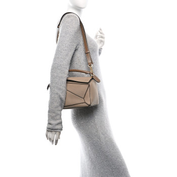 LOEWE Grained Calfskin Small Puzzle Bag Sand Mink