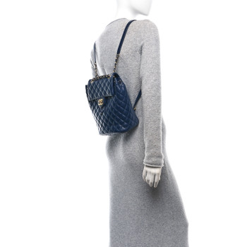 CHANEL Calfskin Quilted Small Urban Spirit Backpack Navy