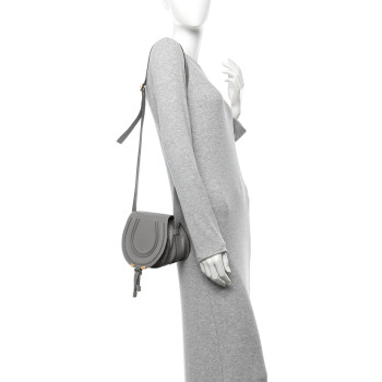CHLOE Calfskin Mini Marcie Round Crossbody Bag Cashmere Grey