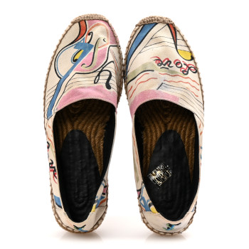 SAINT LAURENT Canvas Perseo Logo Embroidered Espadrilles 40 Multicolor