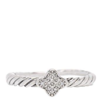 DAVID YURMAN Sterling Silver Diamond Quatrefoil Ring 52 6