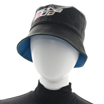 PRADA Canvas Racing Logo Womens Bucket Hat M Black