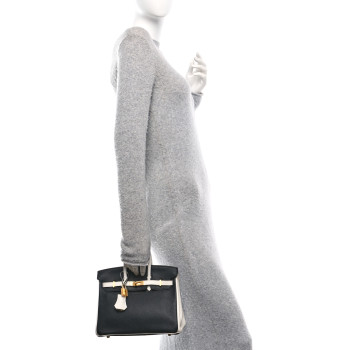 HERMES Togo Horseshoe Birkin 25 Black Craie