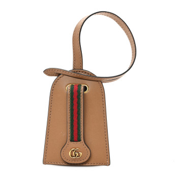 GUCCI Calfskin GG Marmont Web Key Holder Brown