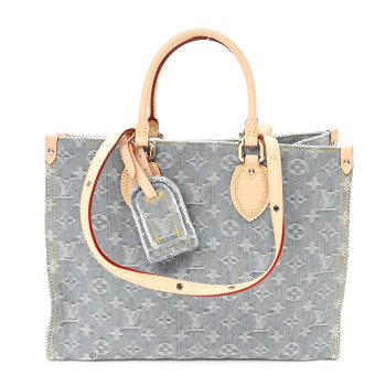 LOUIS VUITTON Monogram Denim Onthego MM Washed Gray