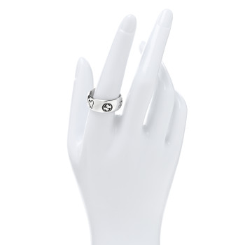 GUCCI Sterling Silver Wide Blind for Love Band Ring 61 9.5