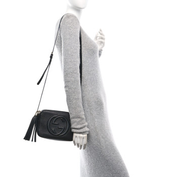 GUCCI Pebbled Calfskin Small Soho Disco Bag Black