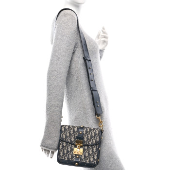 CHRISTIAN DIOR Oblique Square DiorAddict Flap Navy Blue